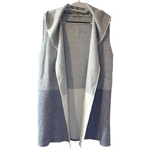 Lineamaglia Anthropologie Hooded Vest Cardigan Wool Blend Knit Gray Sleeveless L